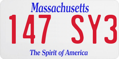 MA license plate 147SY3