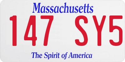 MA license plate 147SY5