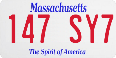 MA license plate 147SY7