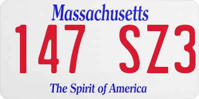 MA license plate 147SZ3