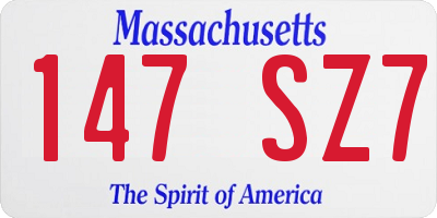 MA license plate 147SZ7