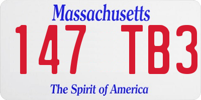 MA license plate 147TB3
