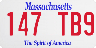 MA license plate 147TB9