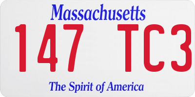 MA license plate 147TC3