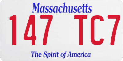 MA license plate 147TC7