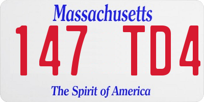 MA license plate 147TD4