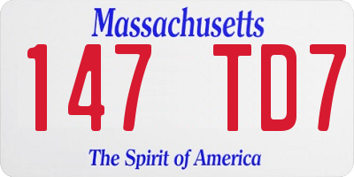 MA license plate 147TD7