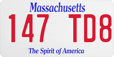 MA license plate 147TD8