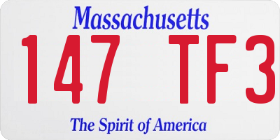 MA license plate 147TF3