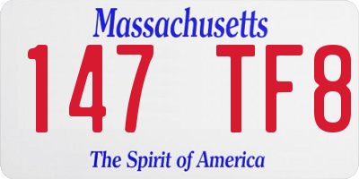 MA license plate 147TF8