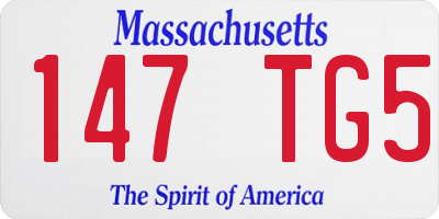 MA license plate 147TG5