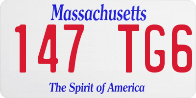 MA license plate 147TG6
