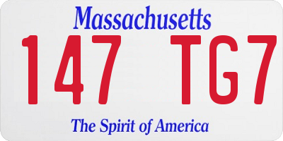 MA license plate 147TG7