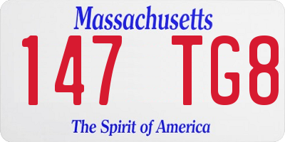 MA license plate 147TG8