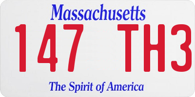 MA license plate 147TH3