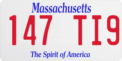 MA license plate 147TI9