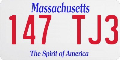 MA license plate 147TJ3