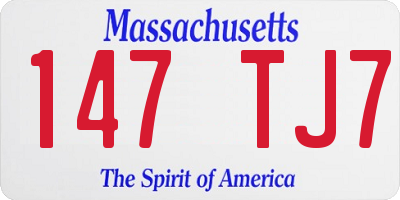 MA license plate 147TJ7