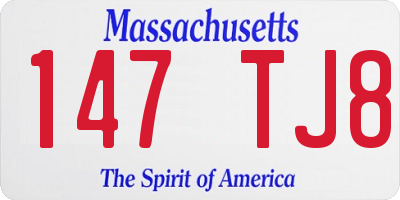 MA license plate 147TJ8