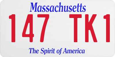 MA license plate 147TK1