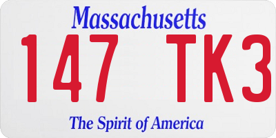 MA license plate 147TK3