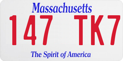MA license plate 147TK7