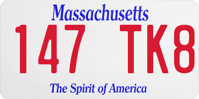 MA license plate 147TK8