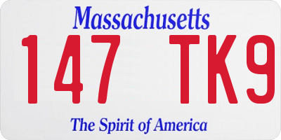 MA license plate 147TK9