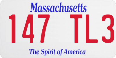 MA license plate 147TL3