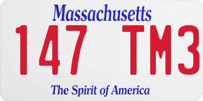 MA license plate 147TM3