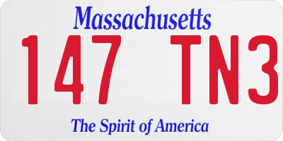 MA license plate 147TN3