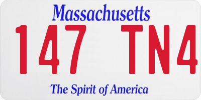 MA license plate 147TN4