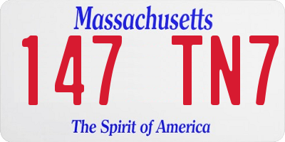 MA license plate 147TN7