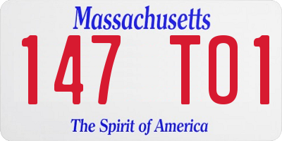 MA license plate 147TO1