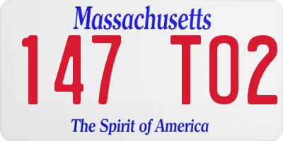 MA license plate 147TO2