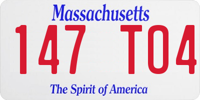 MA license plate 147TO4