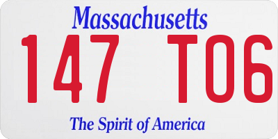 MA license plate 147TO6