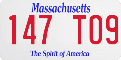 MA license plate 147TO9