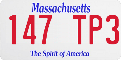 MA license plate 147TP3