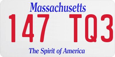 MA license plate 147TQ3