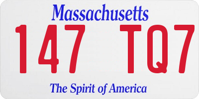 MA license plate 147TQ7