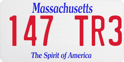 MA license plate 147TR3