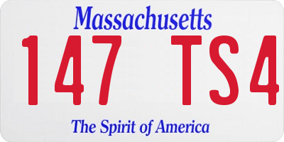 MA license plate 147TS4