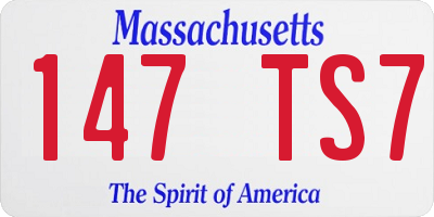 MA license plate 147TS7