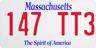 MA license plate 147TT3