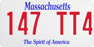 MA license plate 147TT4