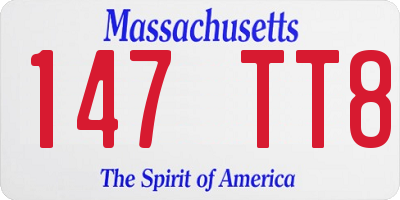 MA license plate 147TT8
