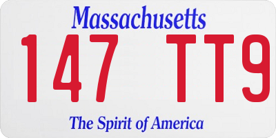 MA license plate 147TT9