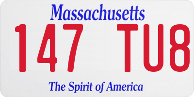 MA license plate 147TU8