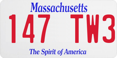 MA license plate 147TW3